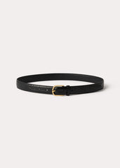 Slim croco-embossed trouser belt black