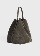 Belted suede tote granite