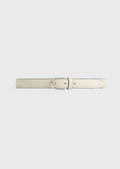Slim grained-leather trouser belt milk
